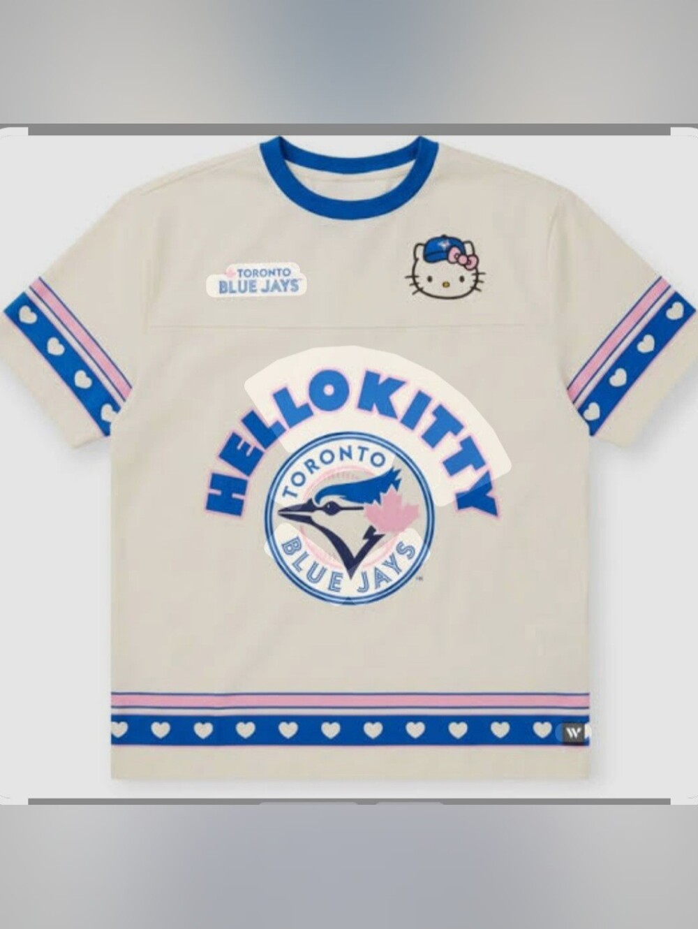 NWT Hello Kitty X Blue Jays Vintage Whitr Cream Tee